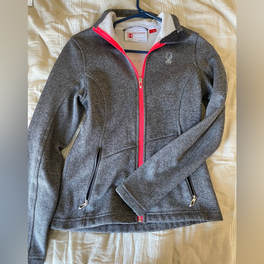 Gray & Pink Spyder Core Sweater